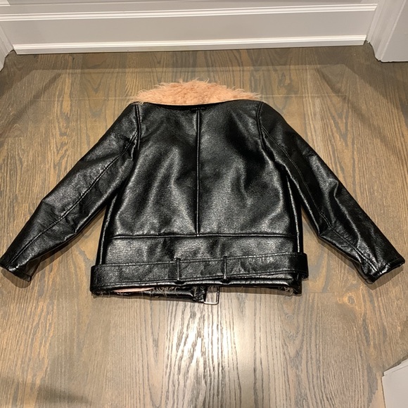 Black & Pink Faux Fur Black Moto Jacket - Picture 10 of 13